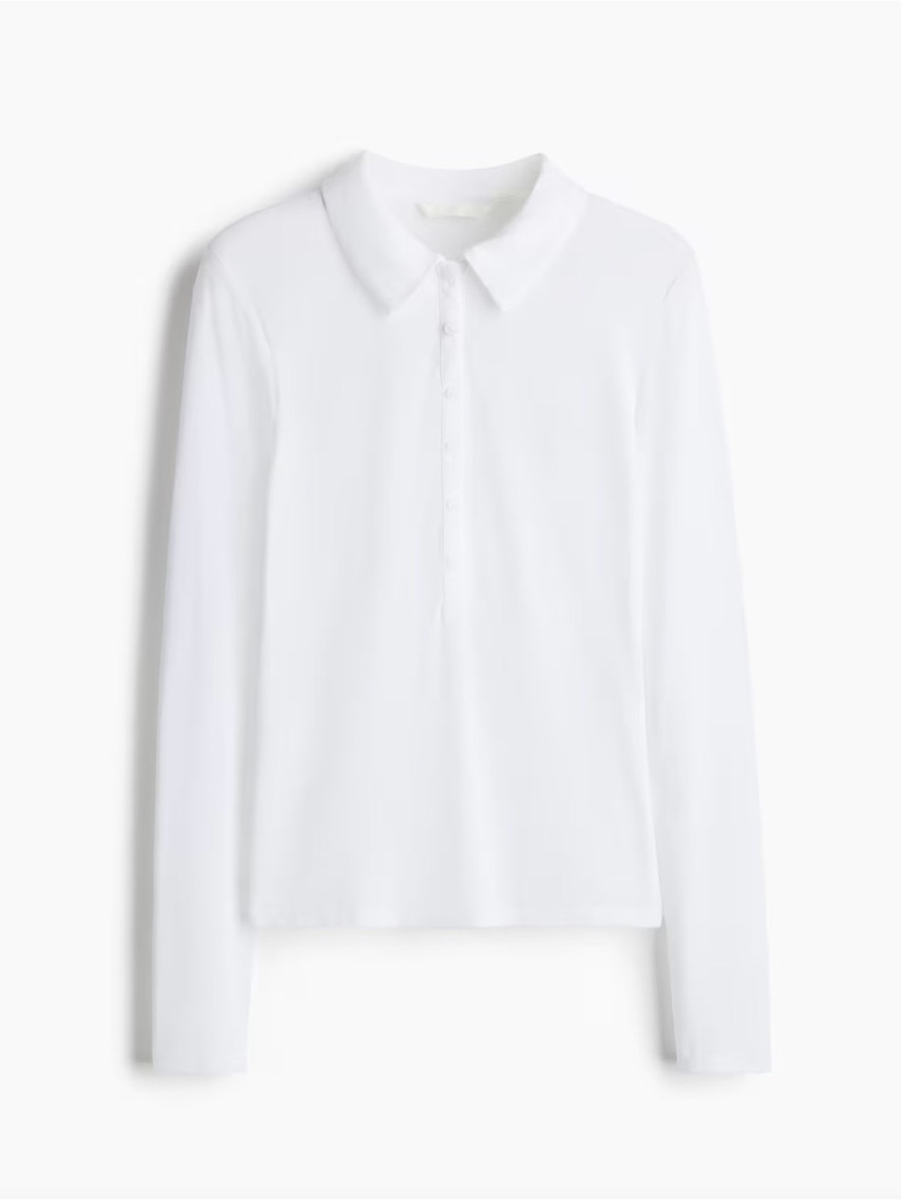 H&M White Jersey Polo Shirt with Button Placket Size Large